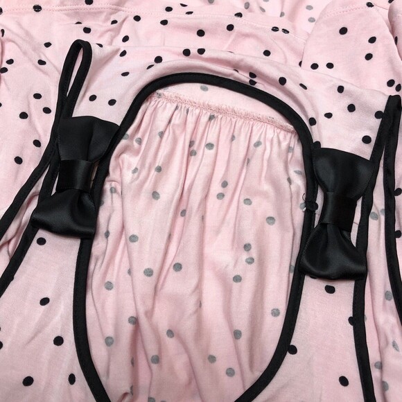 Kate Spade New York Scattered Dot PJ Tank Top SMALL Pink Polka Black Soft Bow - Picture 7 of 8